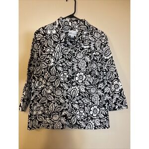 The Tog Shop Women's Jacket Size Large Black White Work Church Dressy  Classy